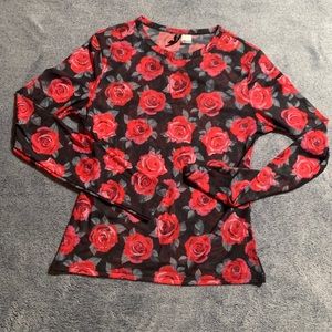 Rose Print Mesh shirt